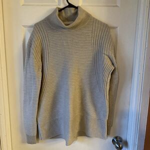 Athleta Cowl Neck Sweater Oatmeal Heather Beige Knit Pullover Womens Medium